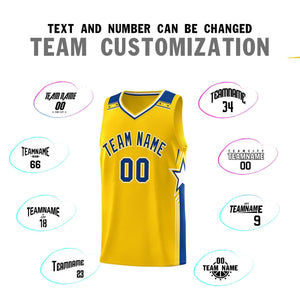 Custom Gold Royal Star Graffiti Pattern Sports Uniform Basketball Jersey