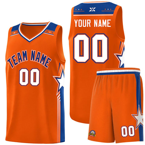 Custom Orange Aqua Star Graffiti Pattern Sports Uniform Basketball Jersey