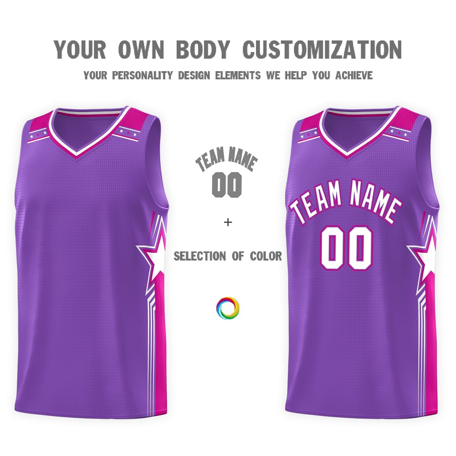 Custom Purple White Star Graffiti Pattern Sports Uniform Basketball Jersey