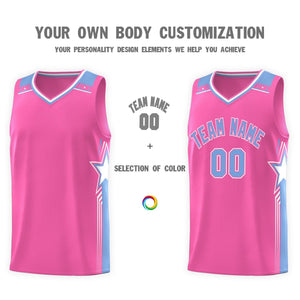 Custom Pink Light Blue Star Graffiti Pattern Sports Uniform Basketball Jersey