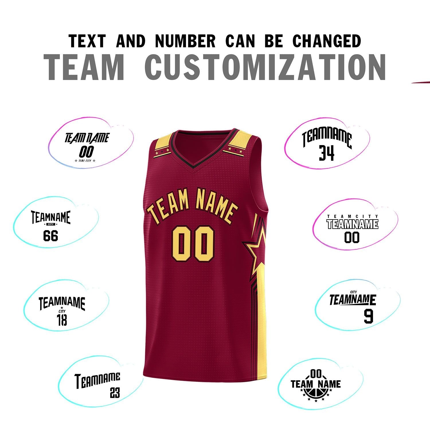 Custom Crimson Khaki Star Graffiti Pattern Sports Uniform Basketball Jersey