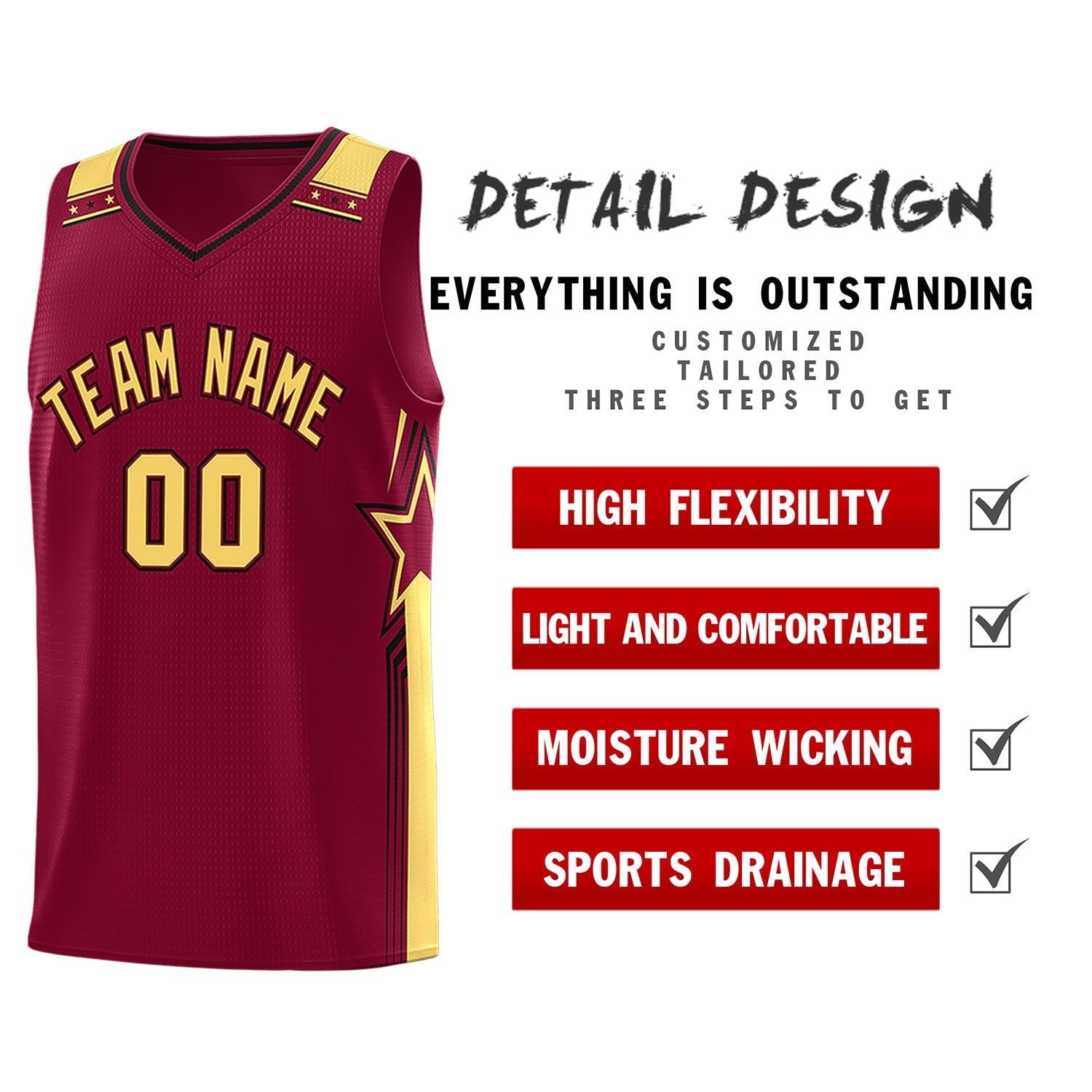 Custom Crimson Khaki Star Graffiti Pattern Sports Uniform Basketball Jersey