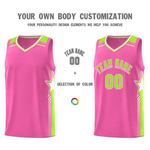 Custom Pink Neon Green Star Graffiti Pattern Sports Uniform Basketball Jersey