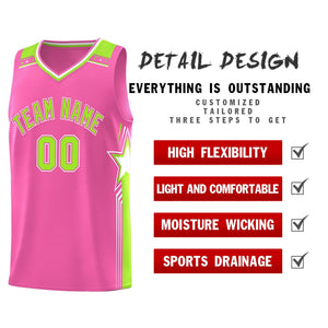 Custom Pink Neon Green Star Graffiti Pattern Sports Uniform Basketball Jersey