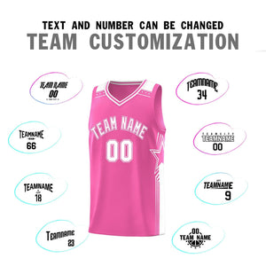 Custom Pink White Star Graffiti Pattern Sports Uniform Basketball Jersey