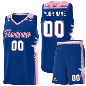 Custom Royal Light Pink Star Graffiti Pattern Sports Uniform Basketball Jersey