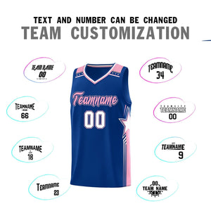 Custom Royal Light Pink Star Graffiti Pattern Sports Uniform Basketball Jersey