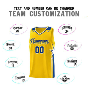 Custom Gold Royal Star Graffiti Pattern Sports Uniform Basketball Jersey