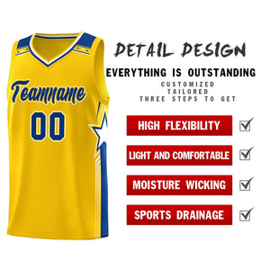 Custom Gold Royal Star Graffiti Pattern Sports Uniform Basketball Jersey