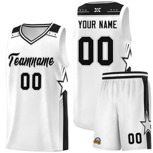 Custom White Black Star Graffiti Pattern Sports Uniform Basketball Jersey