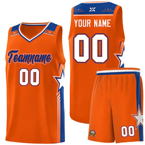 Custom Orange Aqua Star Graffiti Pattern Sports Uniform Basketball Jersey