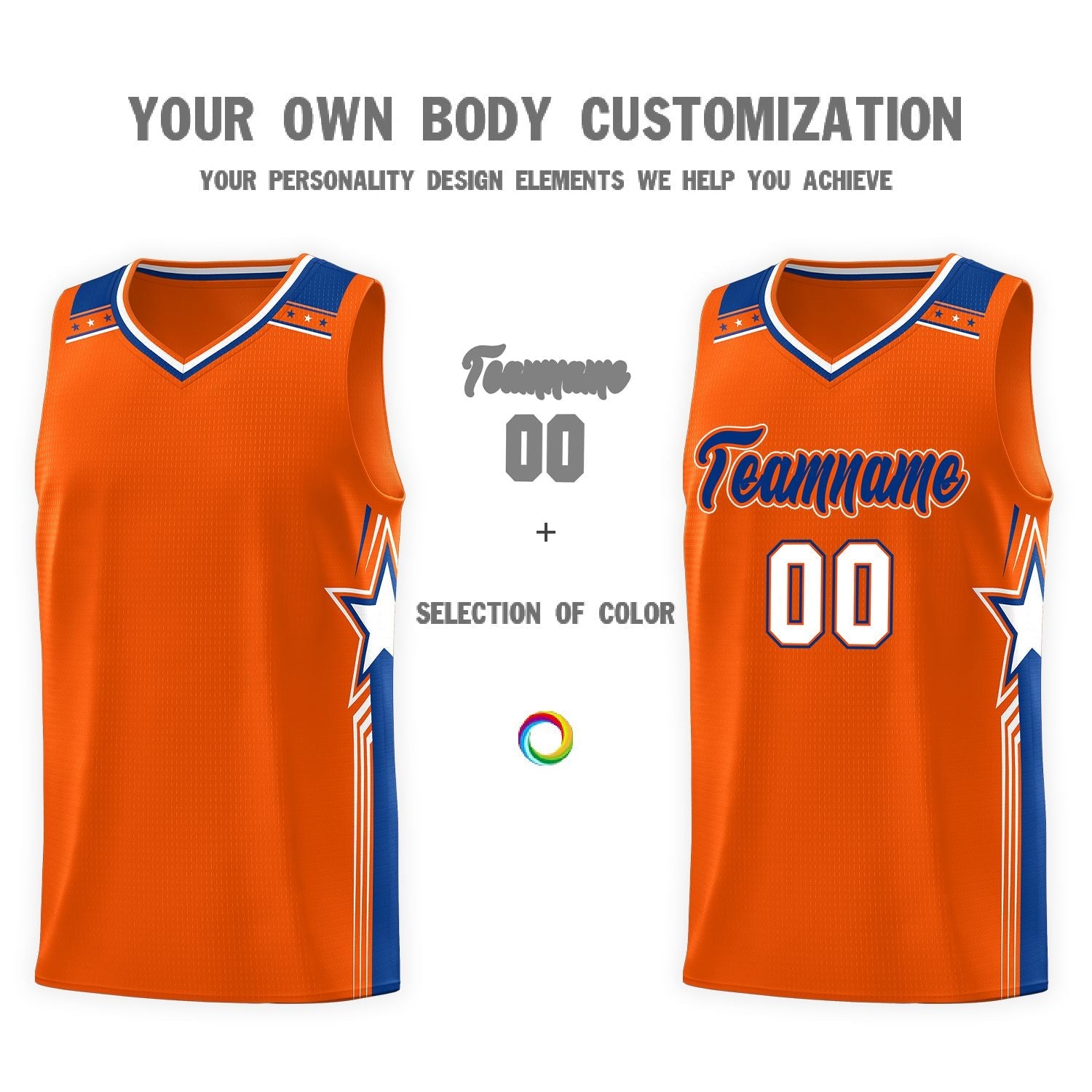 Custom Orange Aqua Star Graffiti Pattern Sports Uniform Basketball Jersey