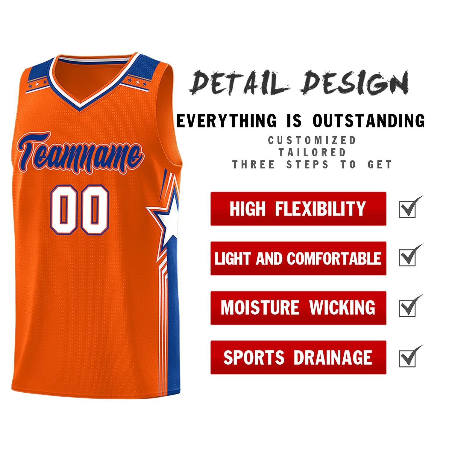 Custom Orange Aqua Star Graffiti Pattern Sports Uniform Basketball Jersey