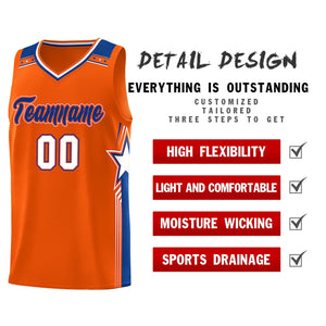 Custom Orange Aqua Star Graffiti Pattern Sports Uniform Basketball Jersey