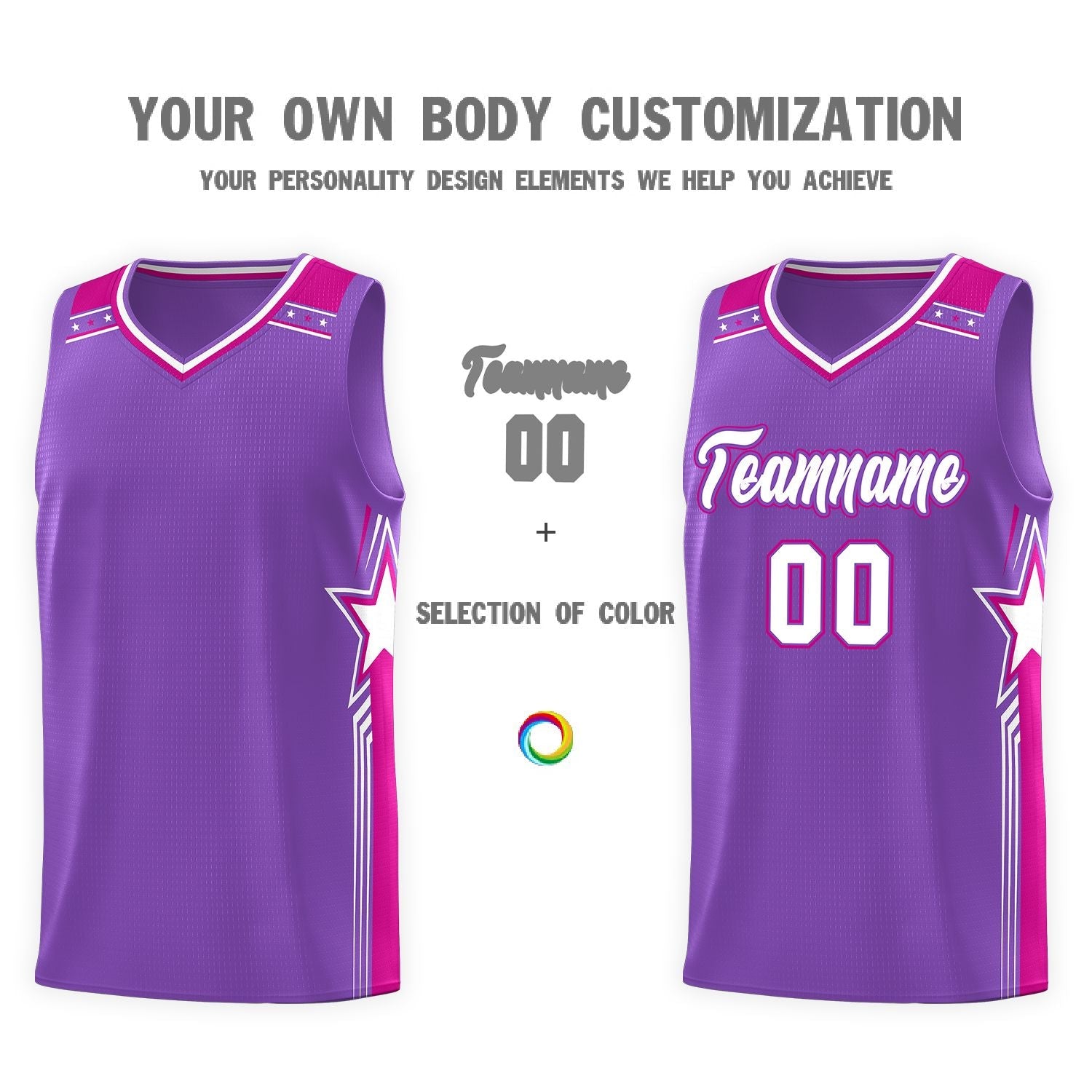 Custom Purple White Star Graffiti Pattern Sports Uniform Basketball Jersey