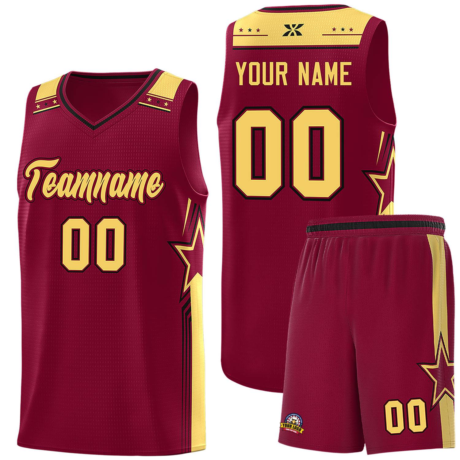 Custom Crimson Khaki Star Graffiti Pattern Sports Uniform Basketball Jersey