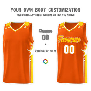 Custom Orange Gold Star Graffiti Pattern Sports Uniform Basketball Jersey