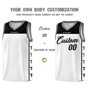 Custom White Black Color Block Sets Sports Uniform Basketball Jersey