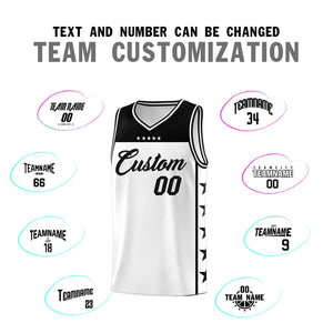 Custom White Black Color Block Sets Sports Uniform Basketball Jersey