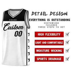 Custom White Black Color Block Sets Sports Uniform Basketball Jersey