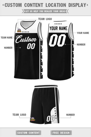 Custom Black White Color Block Sets Sports Uniform Basketball Jersey