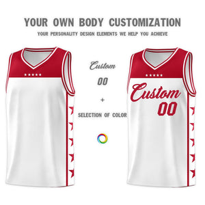 Custom White Red Color Block Sets Sports Uniform Basketball Jersey