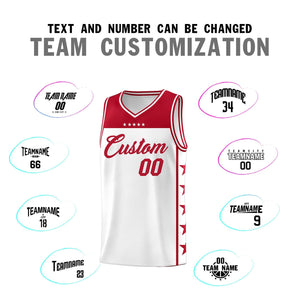 Custom White Red Color Block Sets Sports Uniform Basketball Jersey