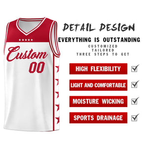 Custom White Red Color Block Sets Sports Uniform Basketball Jersey