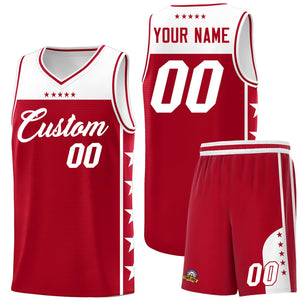 Custom Red White Color Block Sets Sports Uniform Basketball Jersey