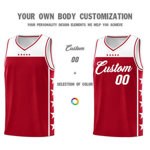 Custom Red White Color Block Sets Sports Uniform Basketball Jersey