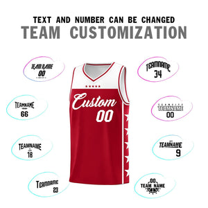 Custom Red White Color Block Sets Sports Uniform Basketball Jersey