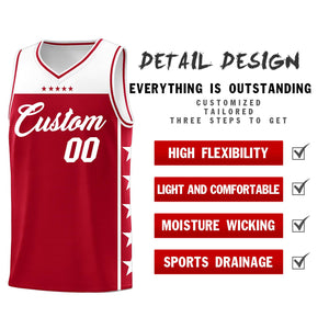 Custom Red White Color Block Sets Sports Uniform Basketball Jersey