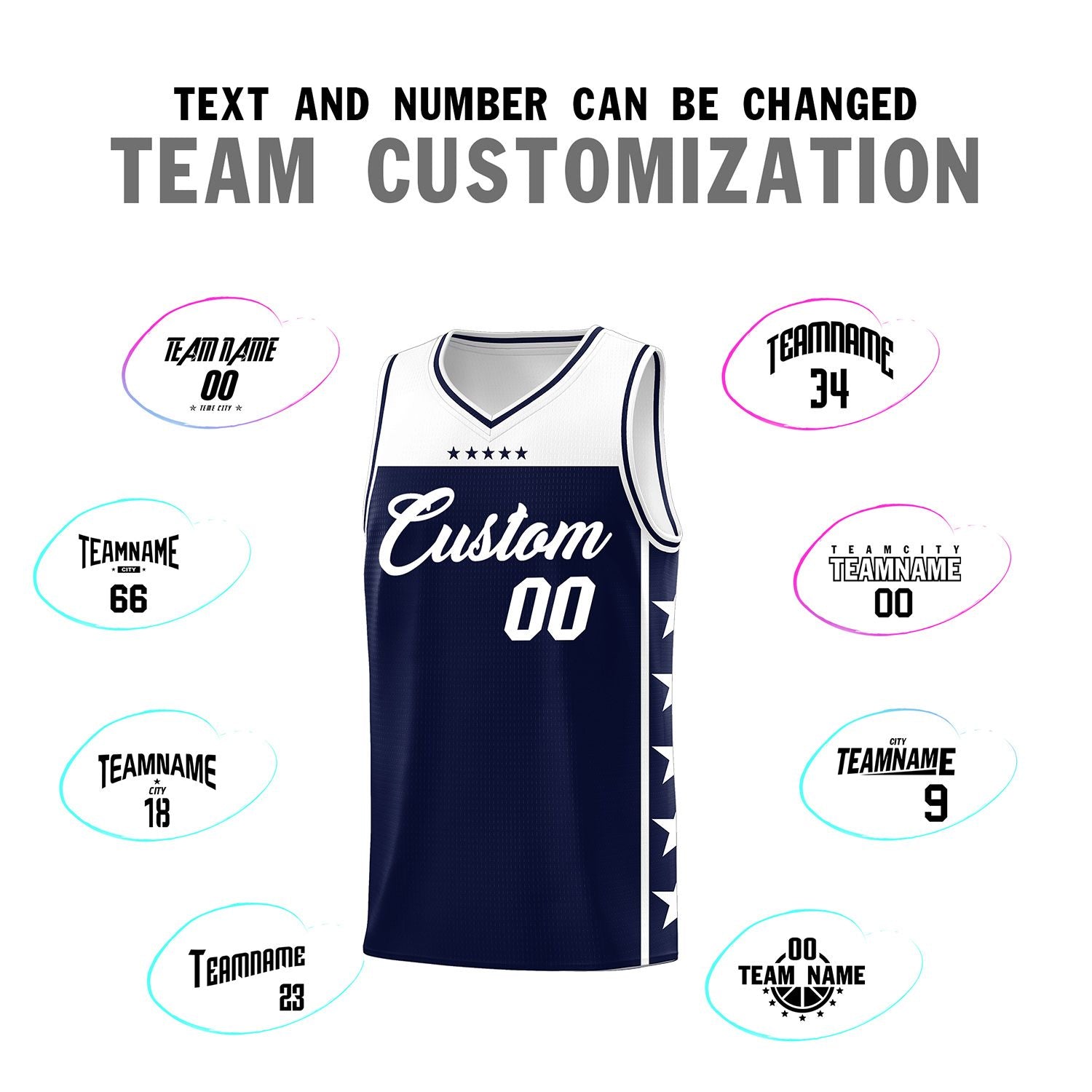 Custom Navy White Color Block Sets Sports Uniform Basketball Jersey