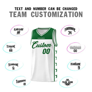 Custom White Kelly Green Color Block Sets Sports Uniform Basketball Jersey