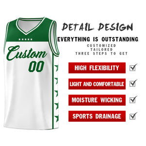 Custom White Kelly Green Color Block Sets Sports Uniform Basketball Jersey