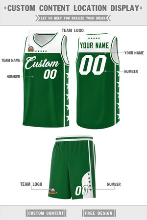 Custom Kelly Green White Color Block Sets Sports Uniform Basketball Jersey