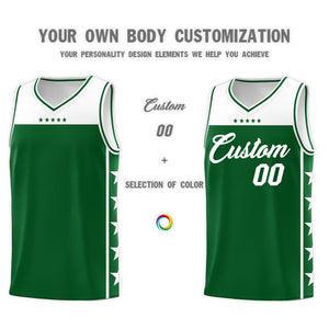 Custom Kelly Green White Color Block Sets Sports Uniform Basketball Jersey