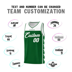 Custom Kelly Green White Color Block Sets Sports Uniform Basketball Jersey