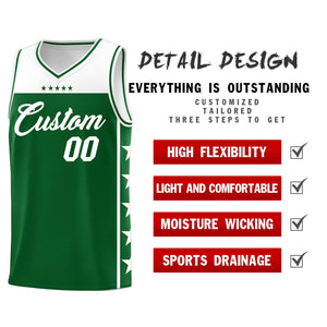 Custom Kelly Green White Color Block Sets Sports Uniform Basketball Jersey