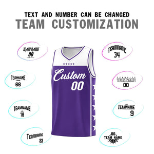 Custom Purple White Color Block Sets Sports Uniform Basketball Jersey