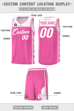 Custom Pink White Color Block Sets Sports Uniform Basketball Jersey