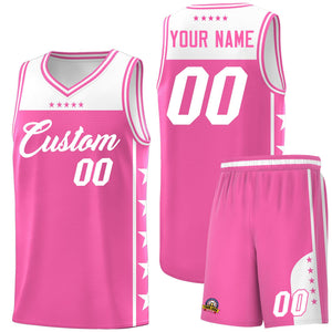 Custom Pink White Color Block Sets Sports Uniform Basketball Jersey