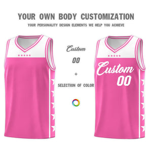 Custom Pink White Color Block Sets Sports Uniform Basketball Jersey