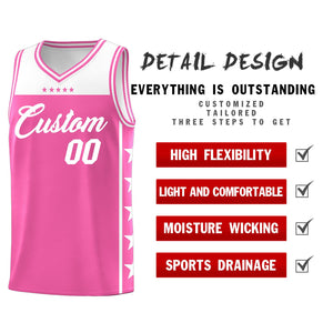 Custom Pink White Color Block Sets Sports Uniform Basketball Jersey