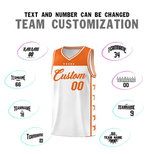 Custom White Orange Color Block Sets Sports Uniform Basketball Jersey