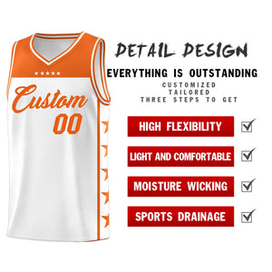 Custom White Orange Color Block Sets Sports Uniform Basketball Jersey