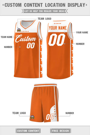 Custom Orange White Color Block Sets Sports Uniform Basketball Jersey