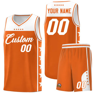 Custom Orange White Color Block Sets Sports Uniform Basketball Jersey