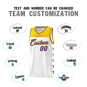 Custom White Purple Color Block Sets Sports Uniform Basketball Jersey