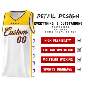 Custom White Purple Color Block Sets Sports Uniform Basketball Jersey